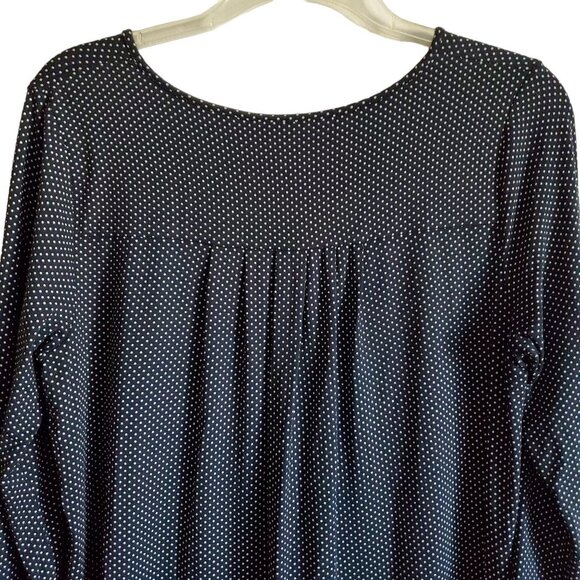 J Jill Tunic Blouse Scoop Neck  Black with Tiny Polka Dots Rayon Blend Small - Picture 4 of 13